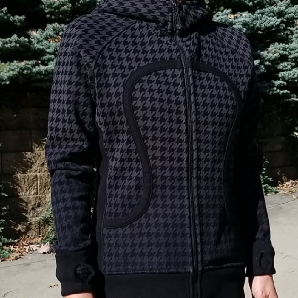 Lululemon Scuba Hoodie II, Giant Houndstooth Dip Dye Deep Coal Black/Bla… - Picture 2 of 11